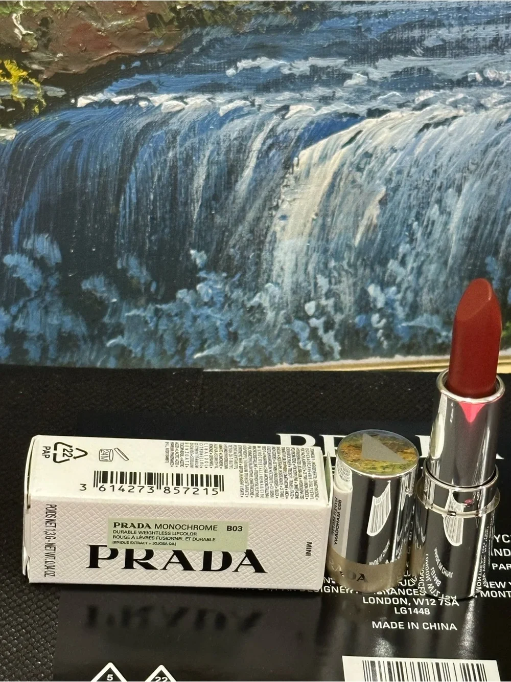 Prada Monochrome Hyper Matte Lipstick B03 MAHOGANY - maroon brown